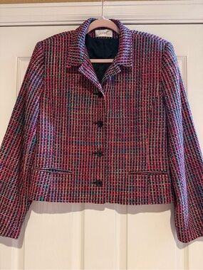 Vintage Soirée 100% Handwoven Silk Tweed Blazer Made in USA Size Large